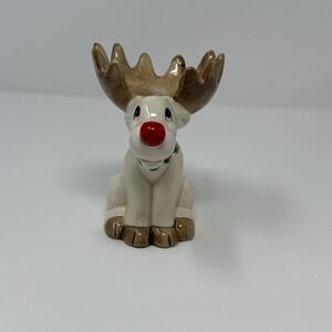 VTG Fitz & Floyd Christmas Candle Holder Rudolph Reindeer 4.5"